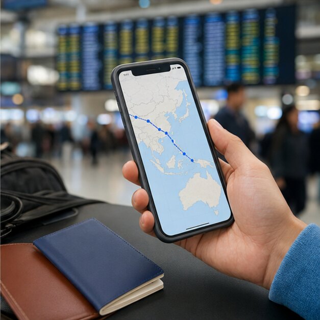 Traveller planning a multi-country Asia itinerary with a passport and smartphone